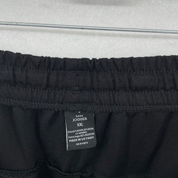 Luxe Jogger Pants Men's Sz 2XL Black Elastic Waist High-Rise Zip Pocket Tapered - Picture 5 of 13
